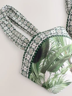 Écru/vert palmier - Haut de bikini bandeau filaire