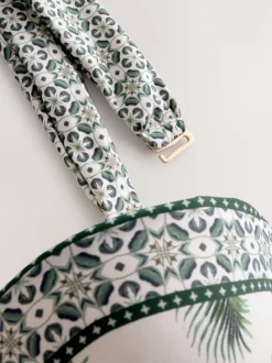 Écru/vert palmier - Haut de bikini bandeau filaire