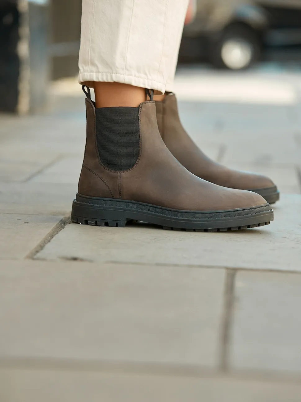Cuir huilé marron chocolat - Chelsea Bottes/Bottines Forever Comfort® à bout rond