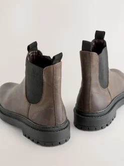Cuir huilé marron chocolat - Chelsea Bottes/Bottines Forever Comfort® à bout rond