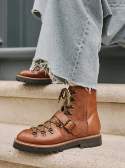 Cuir marron fauve - Bottes à lacets Forever Comfort® à boucle