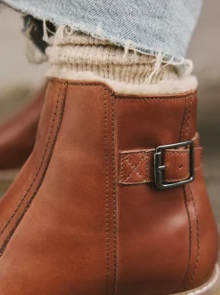 Cuir marron fauve - Bottes Forever Comfort® doublées de fausse fourrure avec boucle