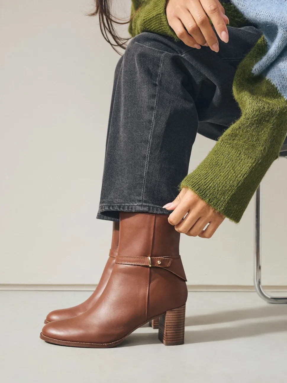 Cuir marron fauve - Bottines Forever Comfort® à pièces métalliques