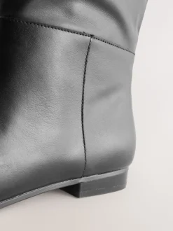 Cuir noir - Bottes Forever Comfort® à bout plat et hauteur genou