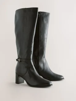 Cuir noir - Bottes hauteur genou à finitions matérielles Forever Comfort®