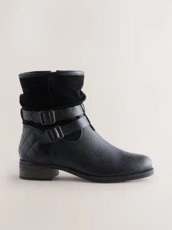 Cuir noir - Bottines en cuir souple