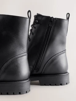 Cuir noir - Bottines Forever Comfort à lacets et bout carré