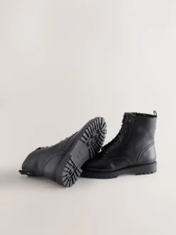 Cuir noir - Bottines Forever Comfort à lacets et bout carré