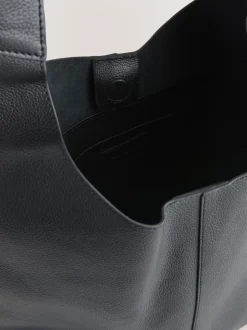 Cuir noir - Sac à bandoulière ample