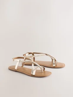 Cuir or rose - String tressé à entredoigt
