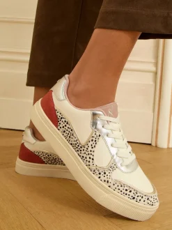 Cuir véritable multicolore à pois blancs - Baskets basses Love & Roses Mix Flatform Comfort