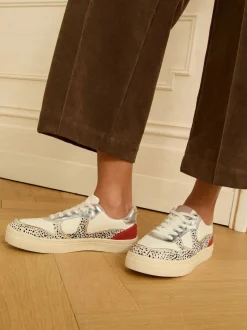Cuir véritable multicolore à pois blancs - Baskets basses Love & Roses Mix Flatform Comfort