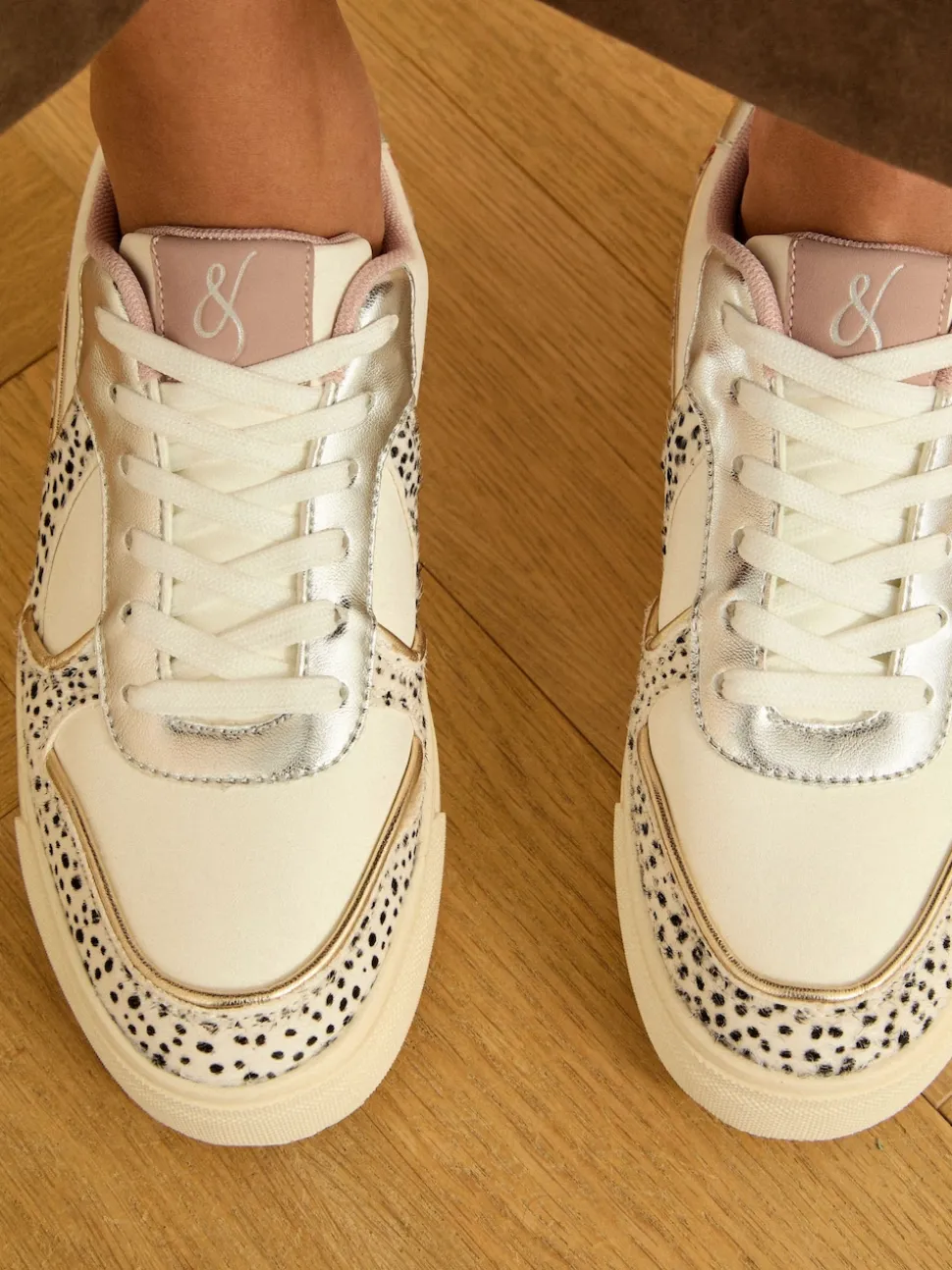 Cuir véritable multicolore à pois blancs - Baskets basses Love & Roses Mix Flatform Comfort