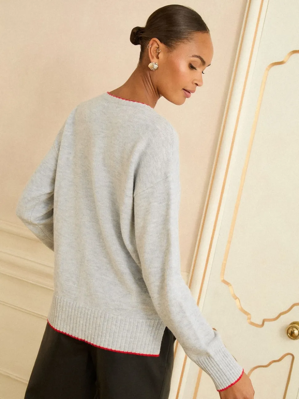 Cœur d’amour rouge à sequins gris - Love & Roses pull en maille confortable