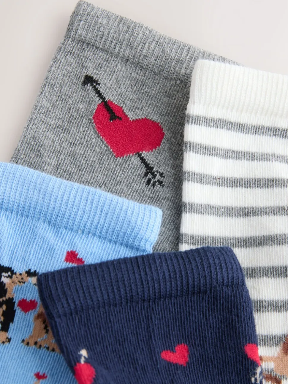 Cœur de chien bleu marine/gris - Paquet de chaussettes de cheville 4