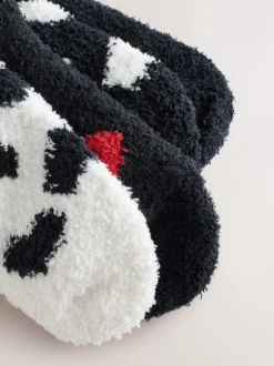 Cœurs rouges noir/blanc - Lot de 4 paires de chaussettes douillettes
