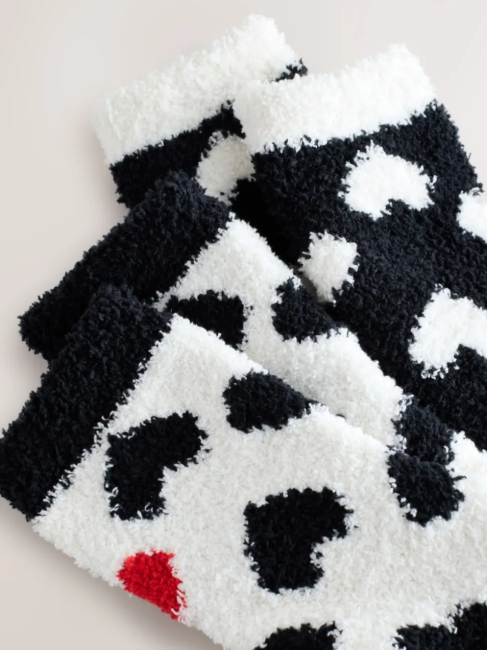 Cœurs rouges noir/blanc - Lot de 2 paires de chaussettes douillettes