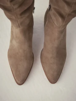 Daim brun taupe - Bottes Forever Comfort® souples à talons hauts et talons carrés