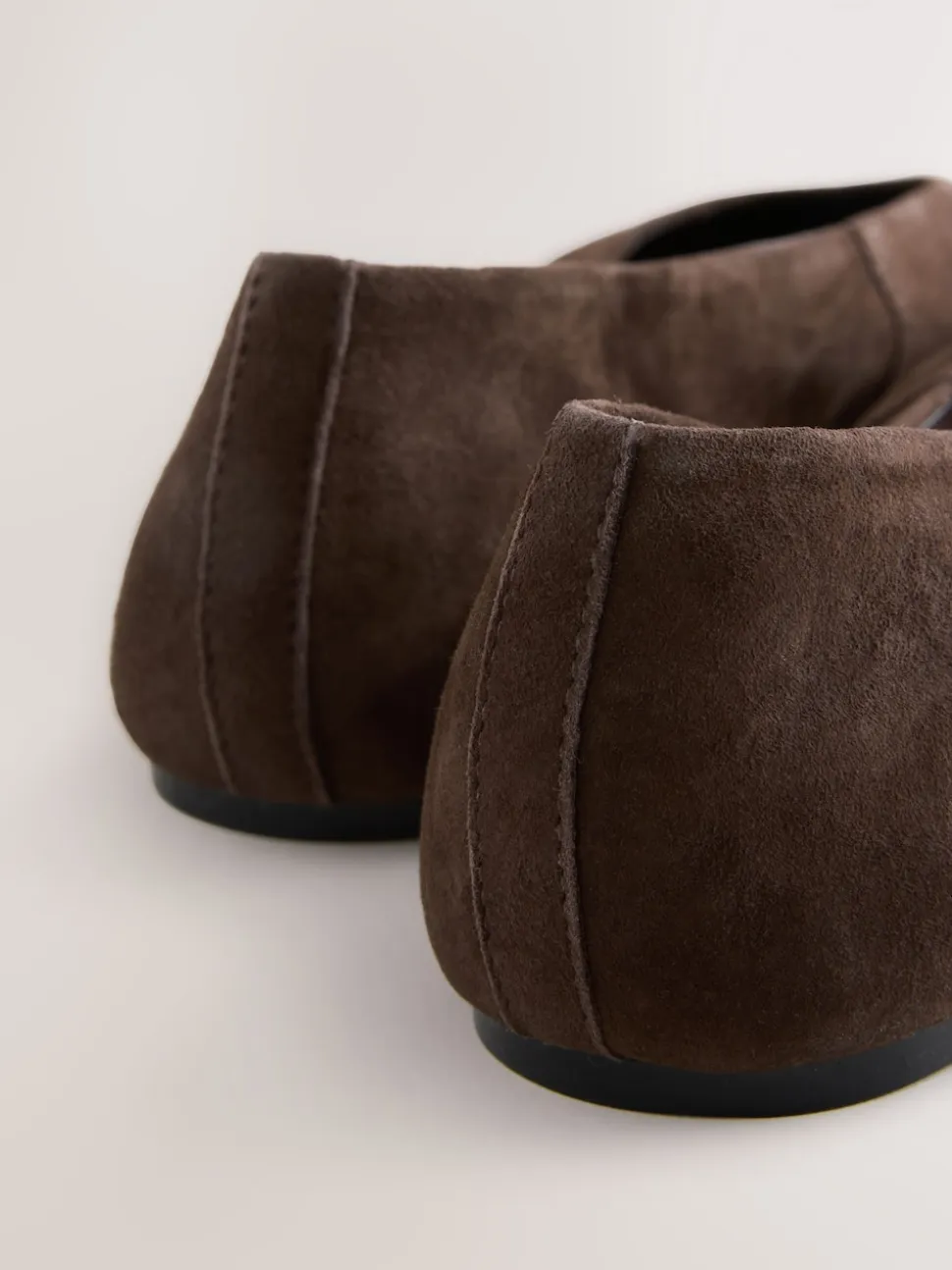 Daim marron chocolat - Ballerines bout rond en cuir