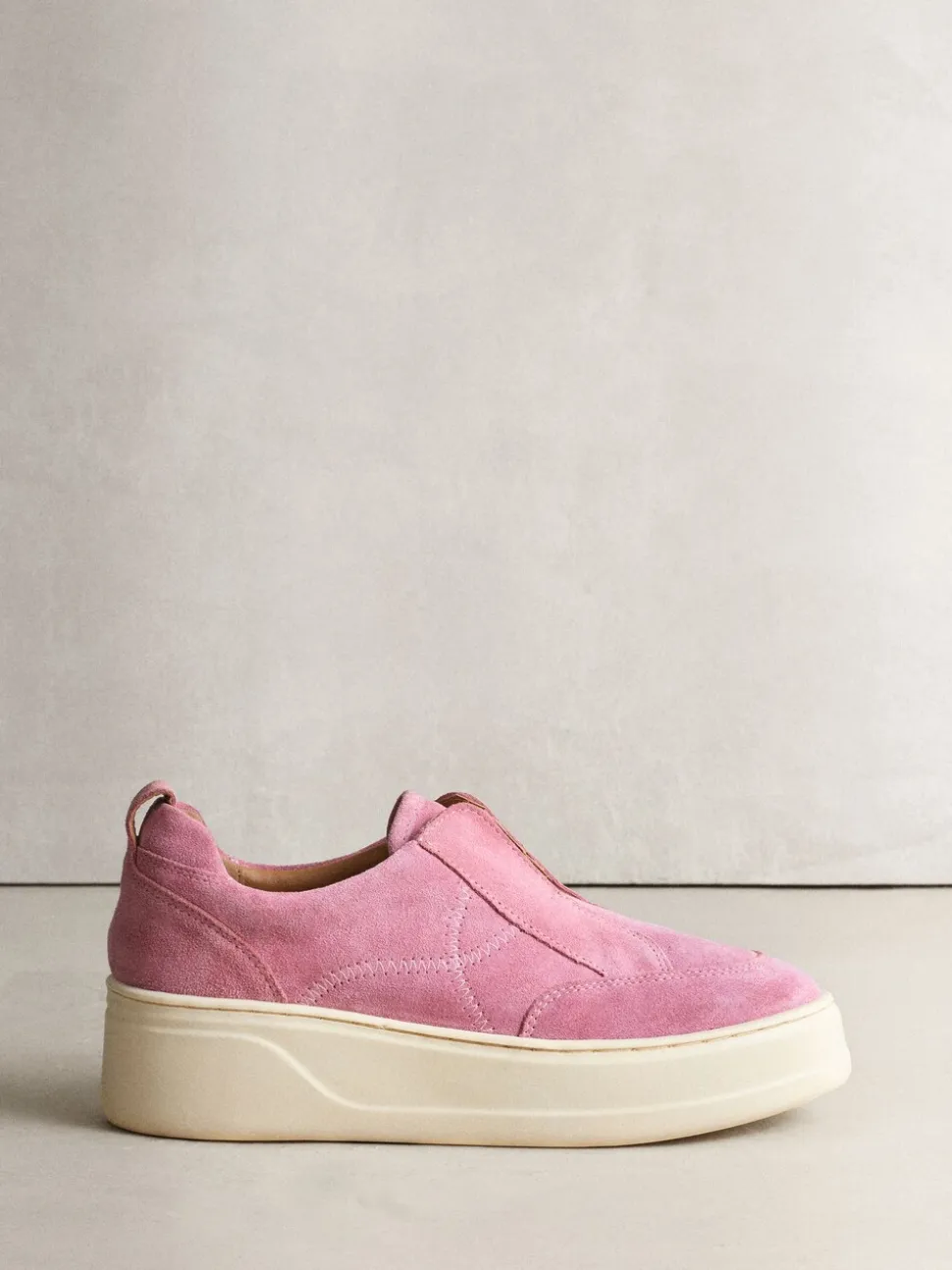 Daim rose - Baskets Signature en cuir à plateforme compensée épaisse