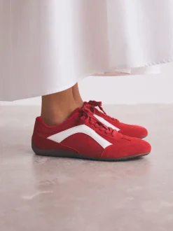 Daim rouge - Baskets à lacets Forever Comfort® en cuir à semelle slim