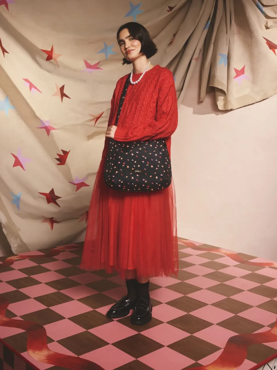 Ditsy étoile pliable Noir - Sac à bandoulière Cath Kidston à bandoulière