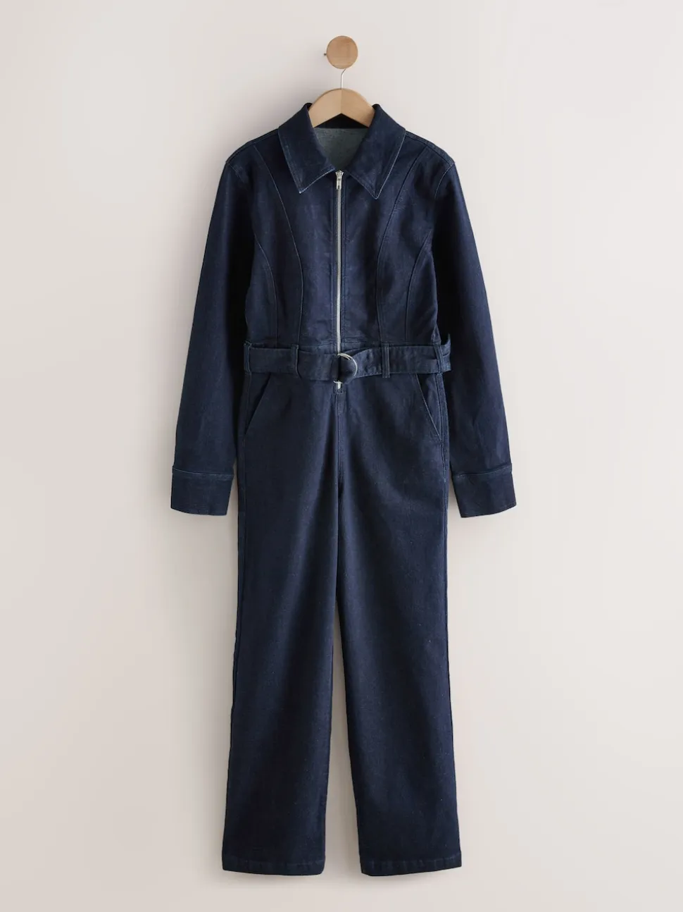 Délavage bleu - Combinaison en Denim ceinturée à Jambe large