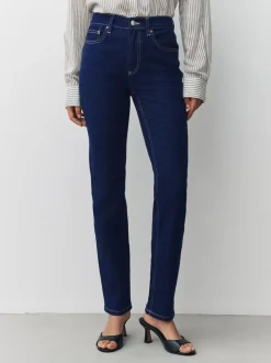 Délavage bleu - Jean extensible ajusté taille milieu