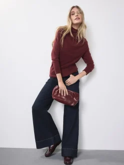 Délavage bleu - Jean extensible Ample taille haute