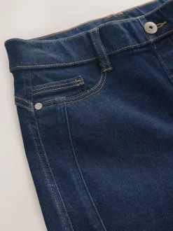 Délavage bleu - Jean extensible à enfiler à jambe large taille haute