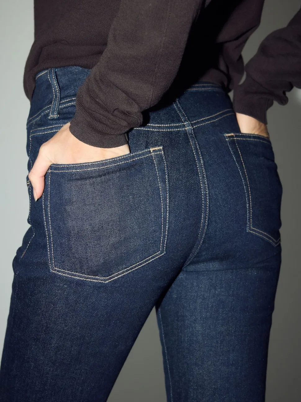 Délavage bleu - Jean évasé extensible à taille haute