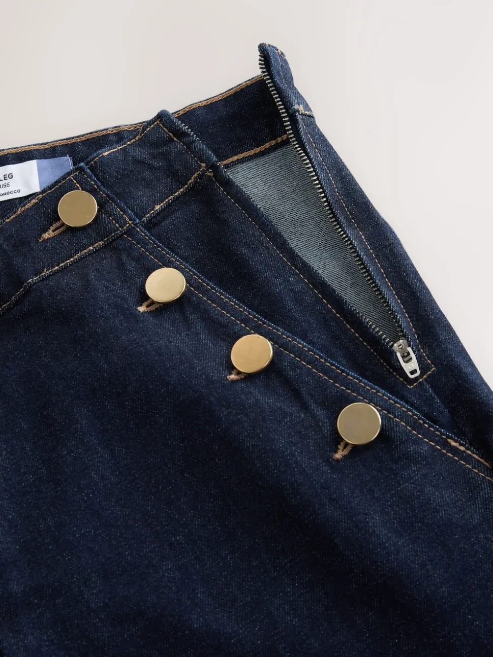 Délavage bleu - Jeans Ample Or à boutons sur le devant
