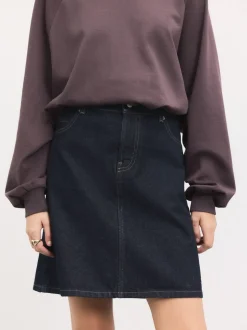 Délavage bleu - Jupe en Denim jusqu'au genou