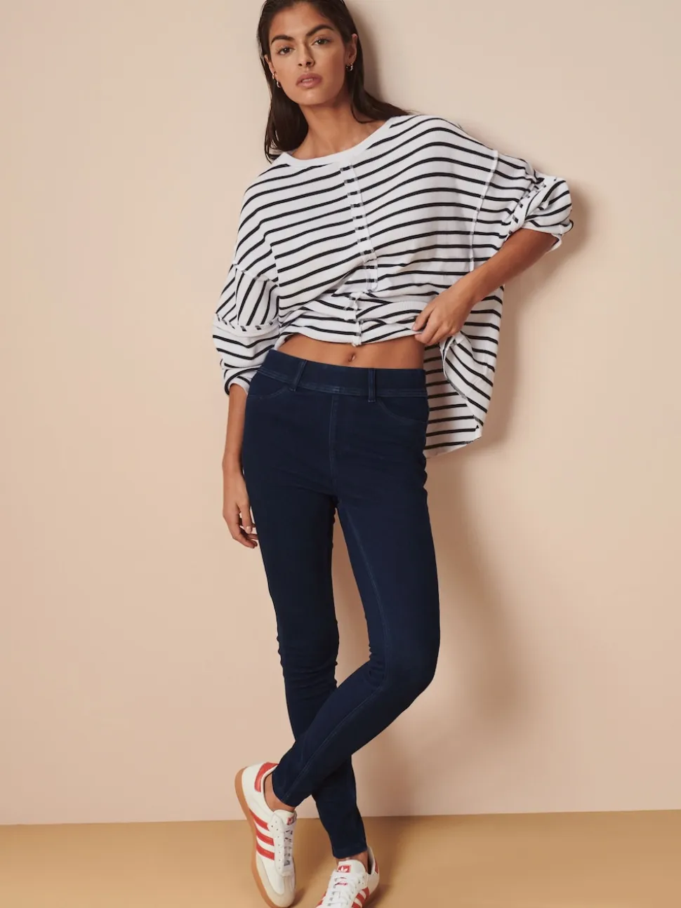 Délavage bleu - Leggings longs en denim de jersey