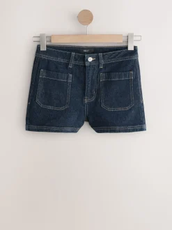Délavage bleu - Mini-short en Denim à poches plaquées
