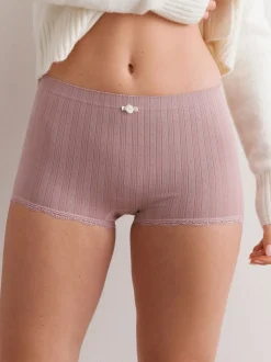 Ecru/Rose - Lot de 3 culottes sans coutures en pointelle