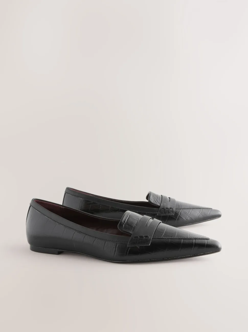 Effet croco Noir en relief - Mocassins Forever Comfort® Premium en cuir à bout pointu