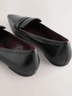 Effet croco Noir en relief - Mocassins Forever Comfort® Premium en cuir à bout pointu