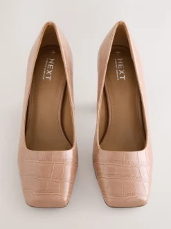 Effet Crocs camel - Chaussures à talons Forever Comfort® à bout carré