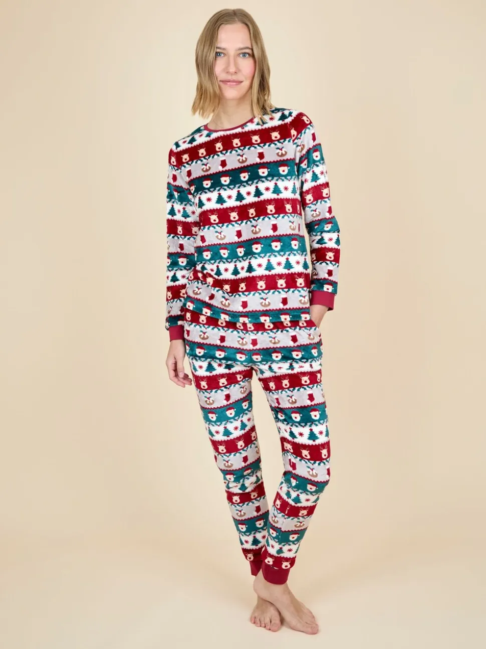 Ensemble de pyjama JoJo Maman Bébé en polaire à motif foire de Noël pour femme