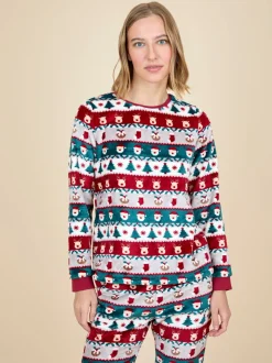 Ensemble de pyjama JoJo Maman Bébé en polaire à motif foire de Noël pour femme