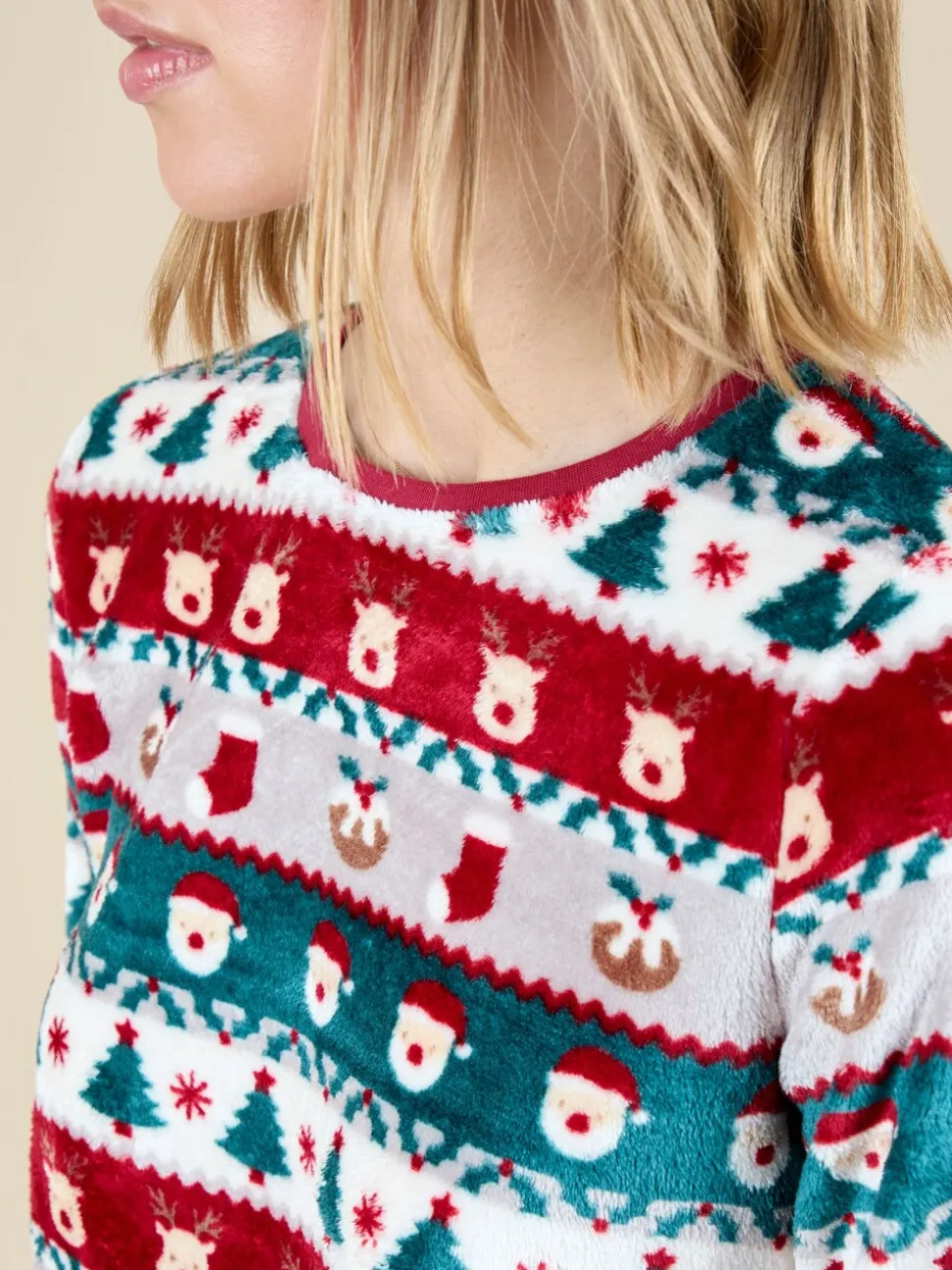 Ensemble de pyjama JoJo Maman Bébé en polaire à motif foire de Noël pour femme
