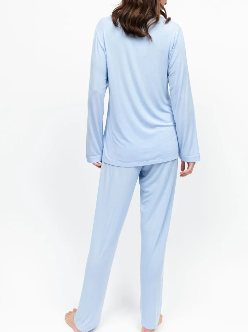Ensemble Nora Rose en jersey festonné Col en V Dentelle Pyjama à manches longues