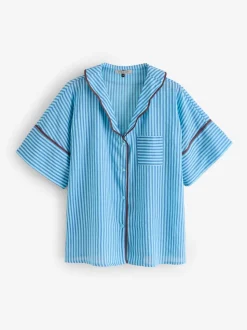 Ensemble pyjama long oversize en voile de coton à rayures Your Nibs Skinny