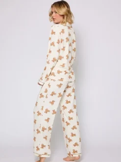 Ensemble pyjama Loungeable à imprimé ours en peluche long boutonné