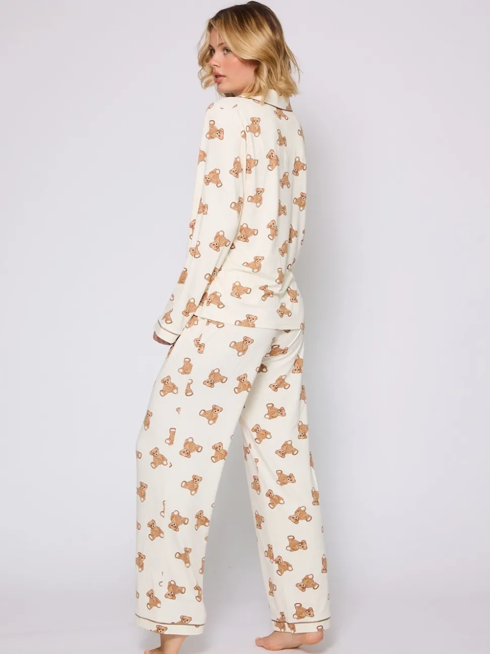 Ensemble pyjama Loungeable à imprimé ours en peluche long boutonné