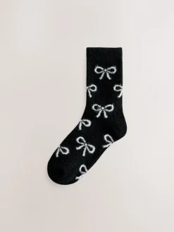 Fairisle à nœud noir - Lot de 2 paires de chaussettes douillettes super poilues