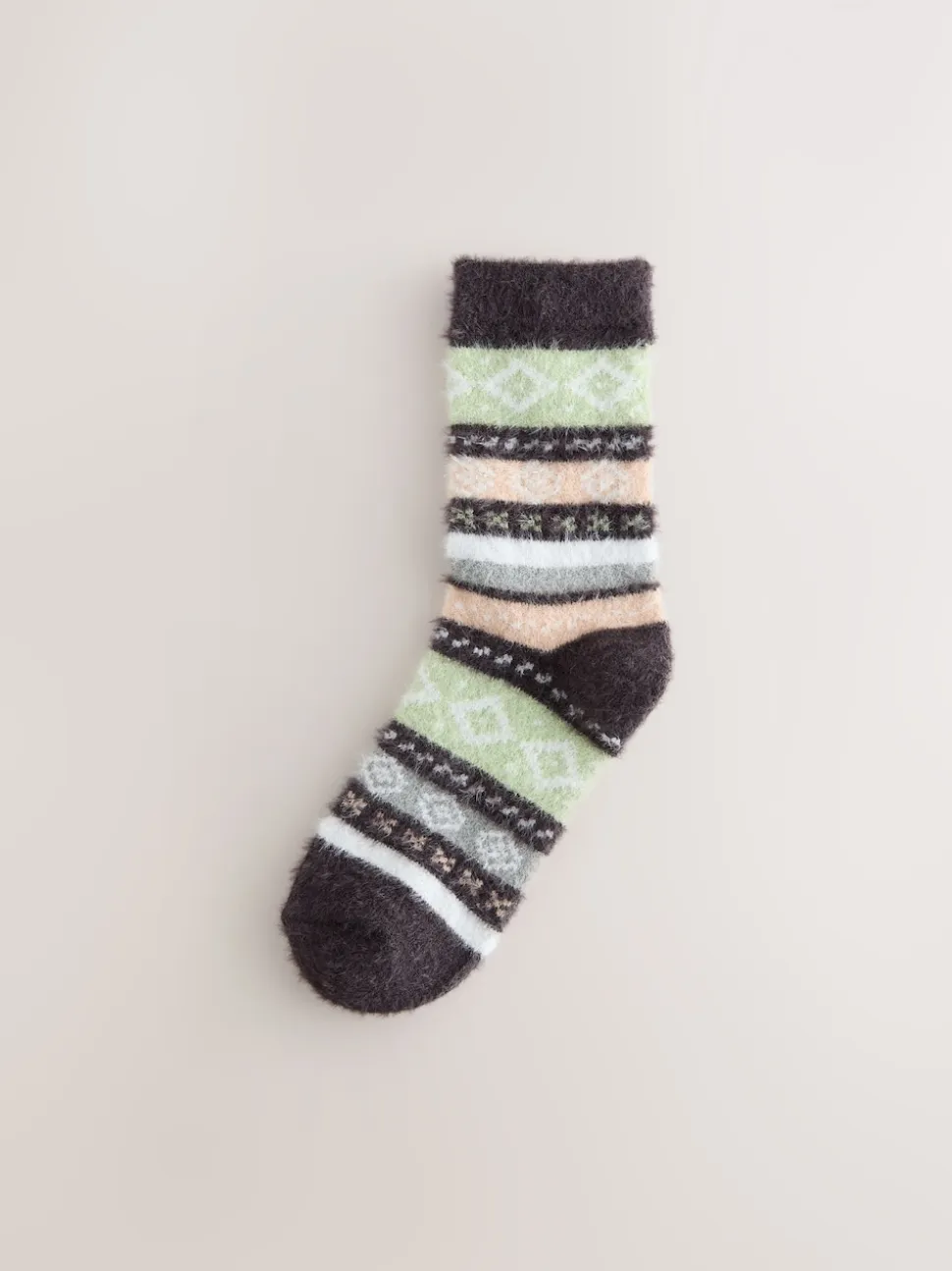 Fairisle gris/pastel - Lot de 2 paires de chaussettes douillettes super poilues