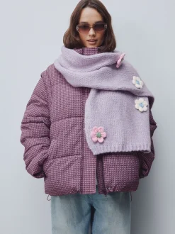 Fleur de lilas - Écharpe épaisse en maille à la main