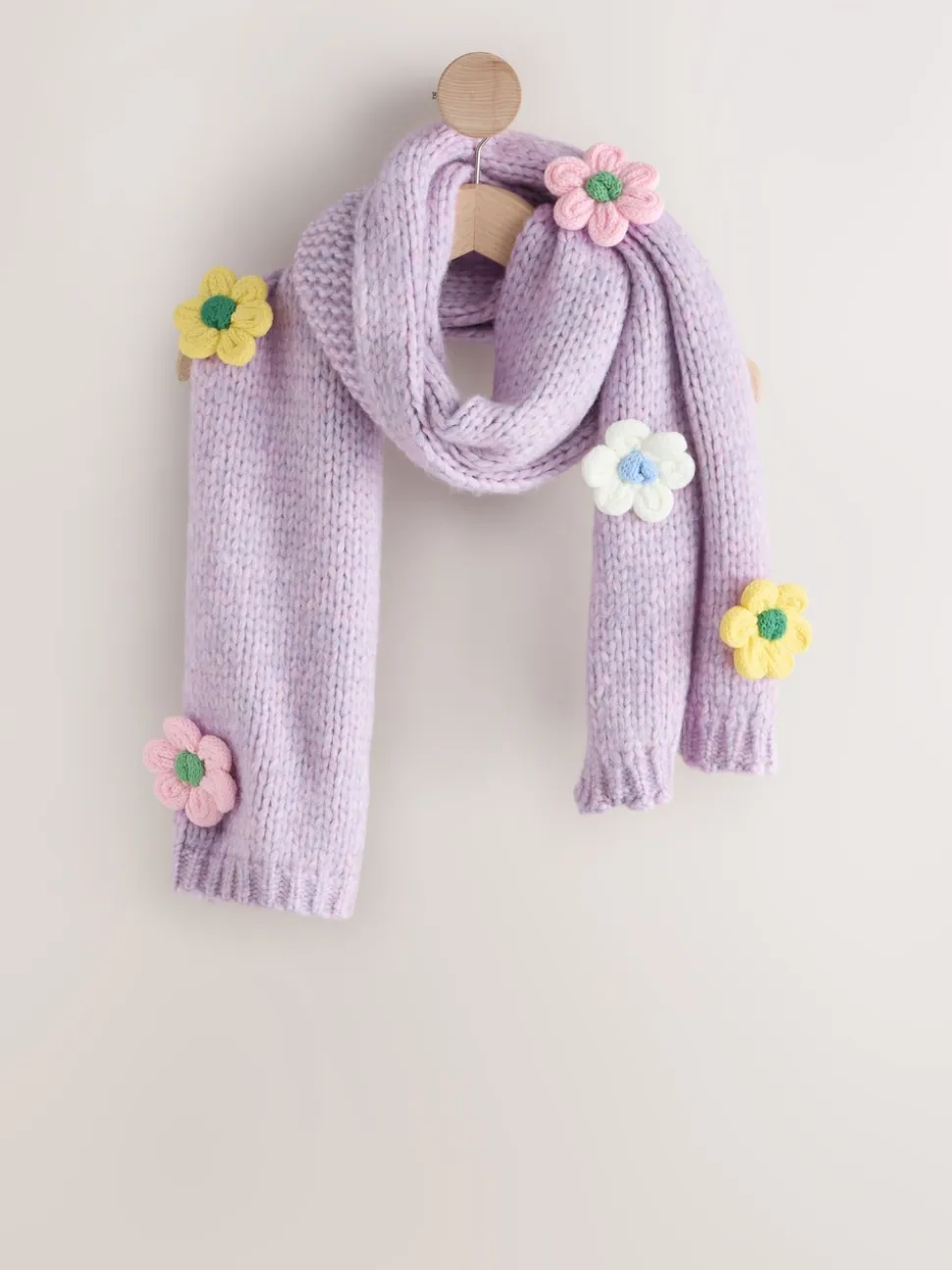 Fleur de lilas - Écharpe épaisse en maille à la main
